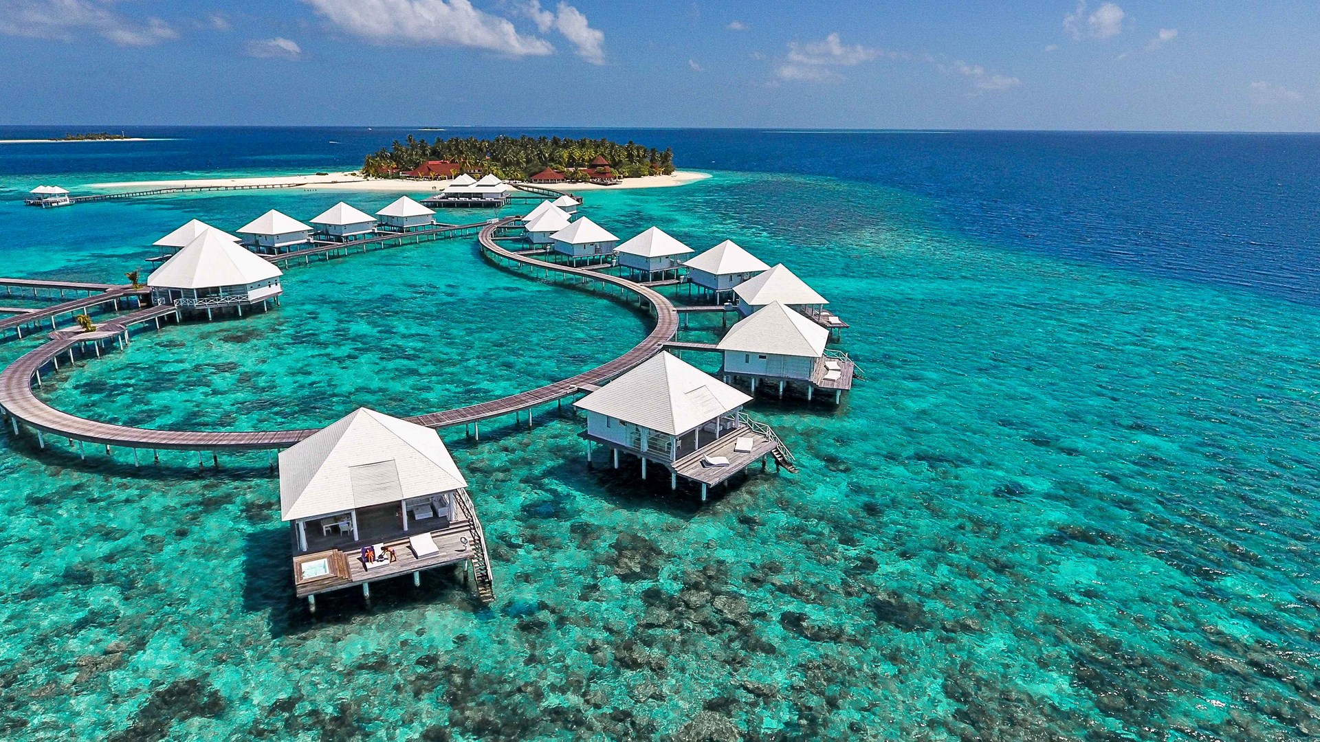 Diamonds Thudufushi Maldives Aerial view